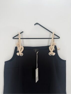 Cos Chunky Rope Nautical Shoulder Strap Straight Cut Boxy Mini Dark Navy Dress